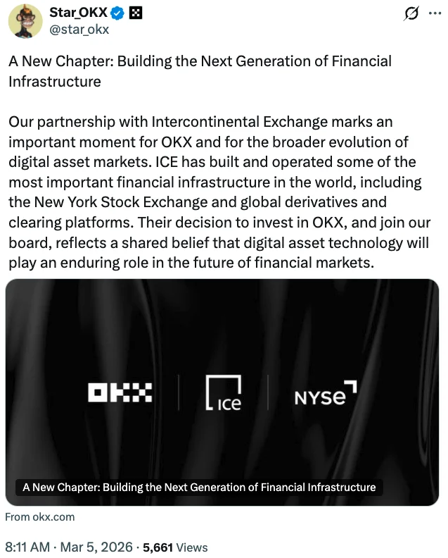 NYSE, Funding, United States, OKX, Tokenization